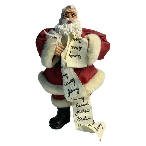 Unknown Other - Santa Clause Making His List Fabric Mache Resin Fur Trimmed Tabletop Figurine